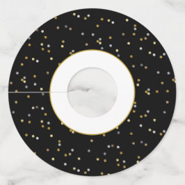 New Years Gold Silver Glitter Sparkle Confetti Wijnglaslabel