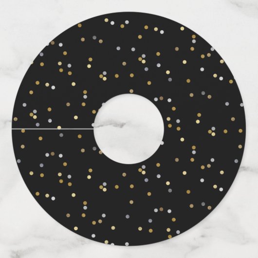 New Years Gold Silver Glitter Sparkle Confetti Wijnglaslabel (Achterkant)