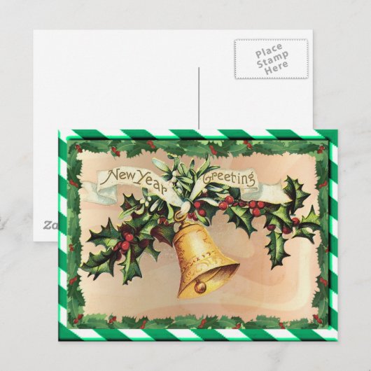 NEW YEARS & GREEN STRIPES beroemd gemaakt door SHA Feestdagenkaart (Voorkant / Achterkant)