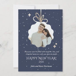 New Years Greeting Card with Photo Ornament