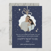 New Years Greeting Card with Photo Ornament (Voorkant / Achterkant)