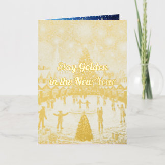 New Year's greetings in gold with a unique design Folie Feestdagenkaart