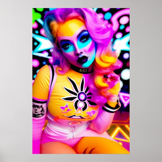 New Year's Love Cyborg R-10 Ken Gage Retrowave Poster (Voorkant)