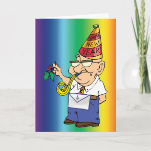 New Years Mason kiss Feestdagen Kaart