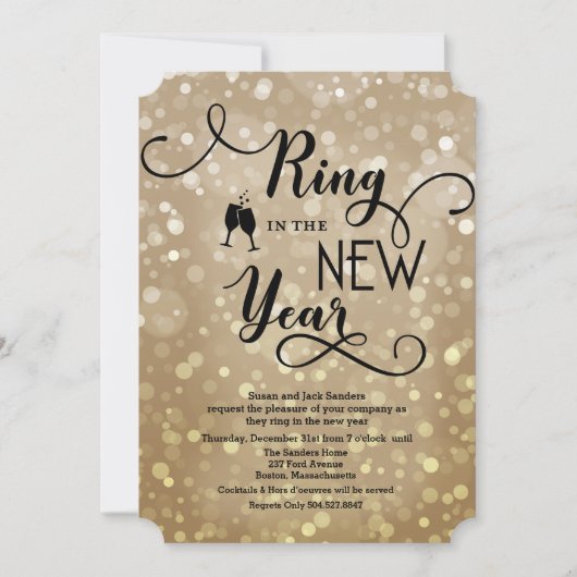 New Years NYE Party Uitnodiging (Voorkant)