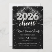 New Year's Party 2026 Silver Modern Kaart (Voorkant)