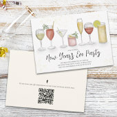 New Years Party Champagne Waterverf QR Code Event Kaart