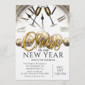 New Years Party, Cheers, Gold, Elegant  Kaart (Voorkant)