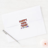 New Years Party Hats & Confetti Vierkante Sticker (Envelop)