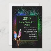New Years Party Invitation Colorful Fireworks Kaart (Voorkant)