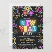 New Years Party invite, Glow NYE invitation Kaart (Voorkant)