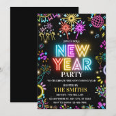 New Years Party invite, Glow NYE invitation Kaart (Voorkant / Achterkant)