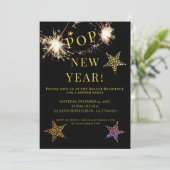 New Years Party Invite Sparklers Gold Invitation Kaart (Staand voorkant)