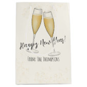 New Years Party Whimsical Schattige Fun Champagne Medium Cadeauzakje (Voorkant)
