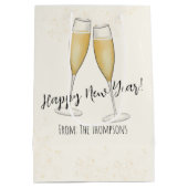New Years Party Whimsical Schattige Fun Champagne Medium Cadeauzakje (Achterkant)