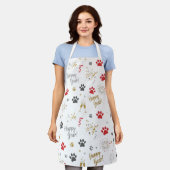 New Year's Paw Print Celebration Pattern Apron Schort (Gedragen)