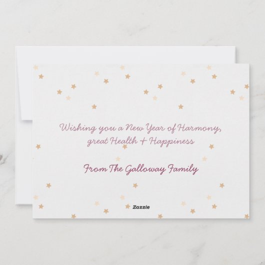 New Year's Peace Doves Starry Flat Feestdagenkaart (Achterkant)