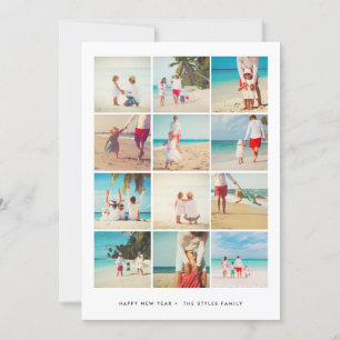 NEW YEAR'S PHOTO CARD   Modern Minimalist Grid Feestdagenkaart