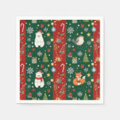 New Year's print, bear, Christmas tree, fox, bird Servet (Voorkant)
