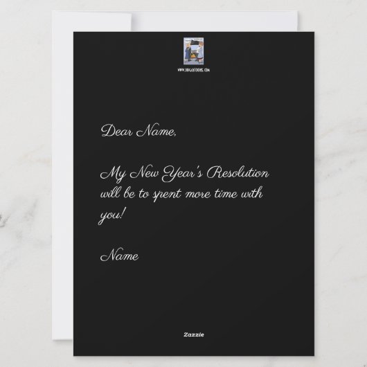 New Years Resolutie Zwarte Kalender Kaart (Achterkant)