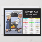 New Years Resolutie Zwarte Kalender Kaart (Voorkant)