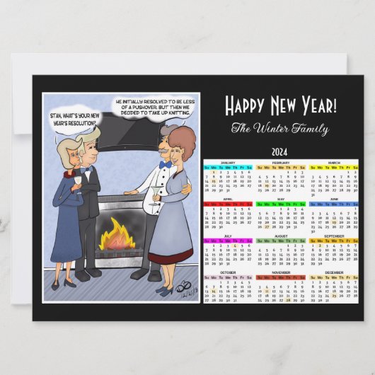New Years Resolutie Zwarte Kalender Kaart (Voorkant)