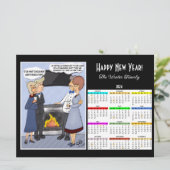 New Years Resolutie Zwarte Kalender Kaart (Staand voorkant)