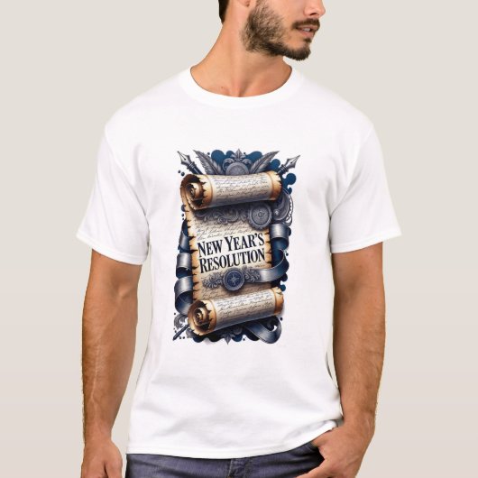 New Year's Resolution T-Shirt, Ornate Scroll T-shirt (Voorkant)