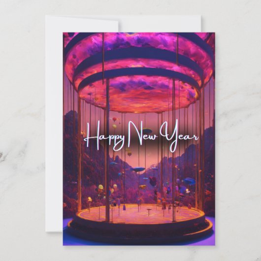 New Year's Skies Aglow: heteluchtballonfestival Feestdagenkaart (Voorkant)