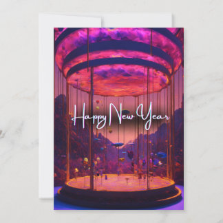 New Year's Skies Aglow: heteluchtballonfestival Feestdagenkaart