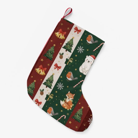 New Year's texture of fabric and packaging, bears, Kleine Kerstsok (Voorkant (Hangend))