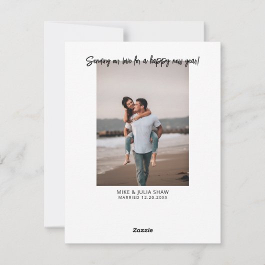 New Years Wedding Announding Foto Feestdagenkaart (Achterkant)