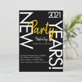 New Years White Yellow Typography Company Event Kaart (Staand voorkant)
