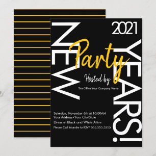 New Years White Yellow Typography Company Event Kaart