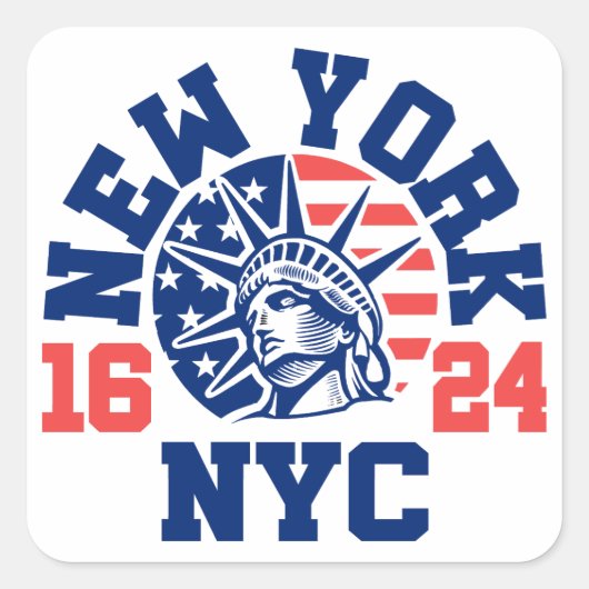 New York 1624 Vierkante Sticker (Voorkant)