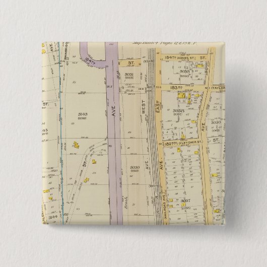 New York 17 Vierkante Button 5,1 Cm (Voorkant)