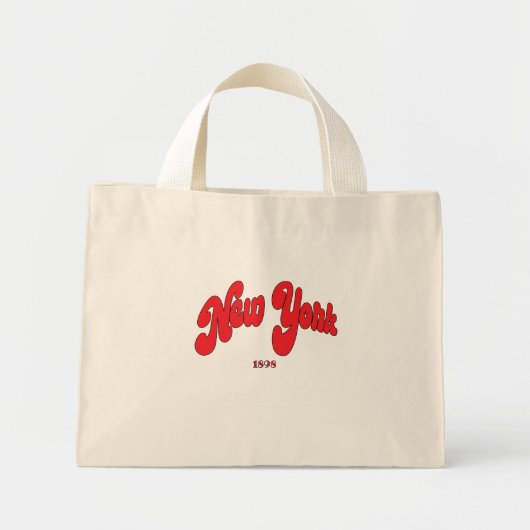 New-York 1898 Red Arc Logo Typography  Mini Tote Bag (Voorkant)