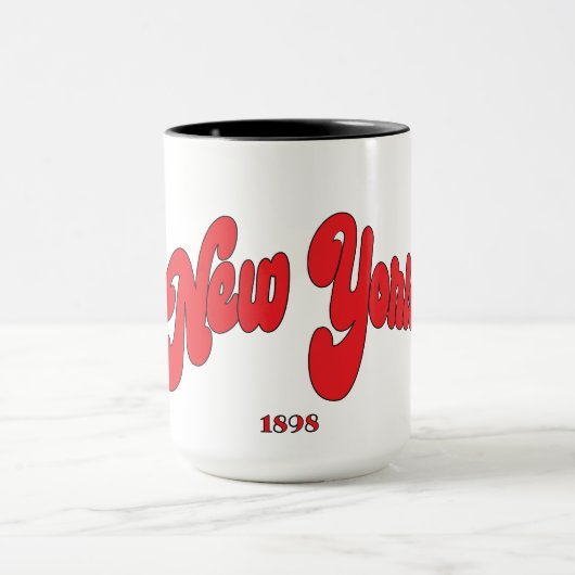 New-York 1898 Red Arc Logo Typography Mok (Midden)