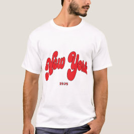 New-York 1898 Red Arc Logo Typography  T-shirt