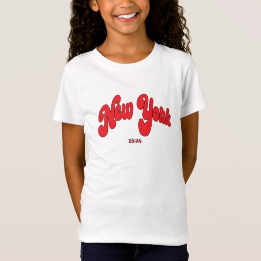 New-York 1898 Red Logo Typography White T-shirt (Voorkant)
