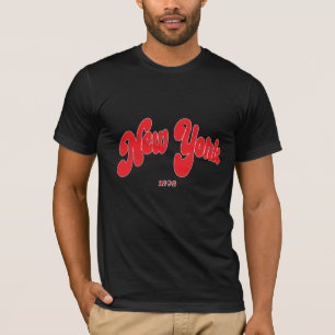New-York 1898 Rode Logo Typografie Zwarte T-Shirt