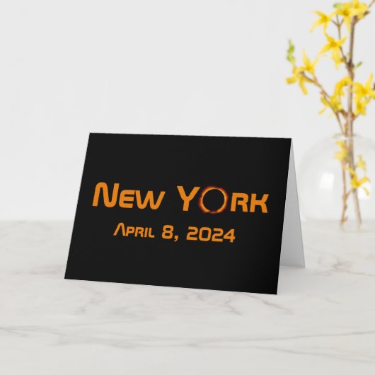 New York 2024 totale zonsverduistering Kaart (Gele Bloem)