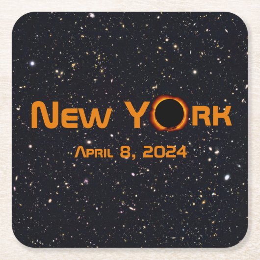 New York 2024 totale zonsverduistering Kartonnen Onderzetters (Voorkant)