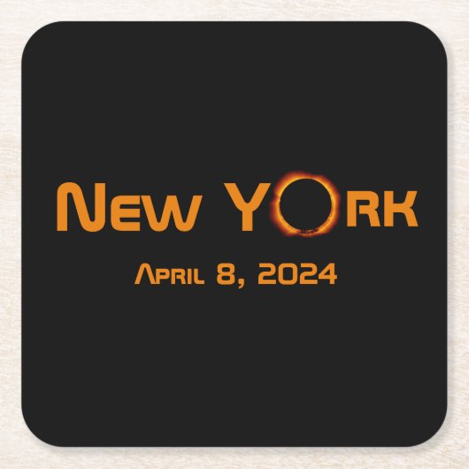New York 2024 totale zonsverduistering Kartonnen Onderzetters (Voorkant)