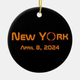 New York 2024 totale zonsverduistering Keramisch Ornament