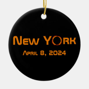 New York 2024 totale zonsverduistering Keramisch Ornament