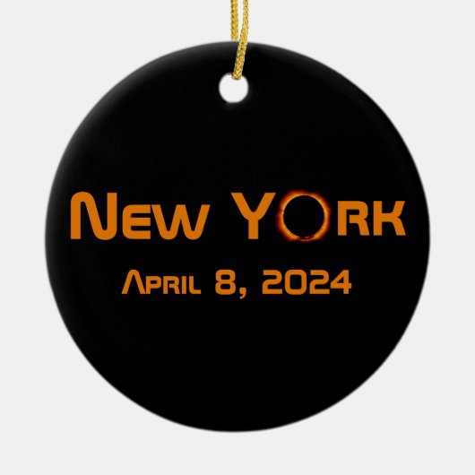 New York 2024 totale zonsverduistering Keramisch Ornament (Voorkant)