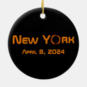 New York 2024 totale zonsverduistering Keramisch Ornament (Achterkant)