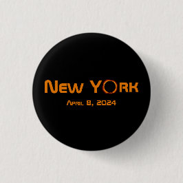 New York 2024 totale zonsverduistering Ronde Button 3,2 Cm