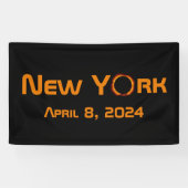 New York 2024 totale zonsverduistering Spandoek (Horizontaal)